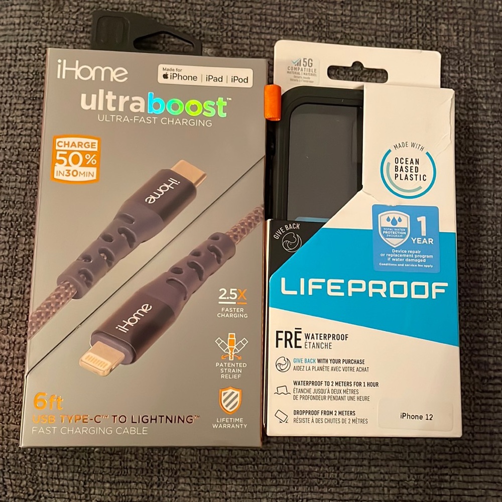 iPhone case water proof with ultra boost both nwt$42 is firm